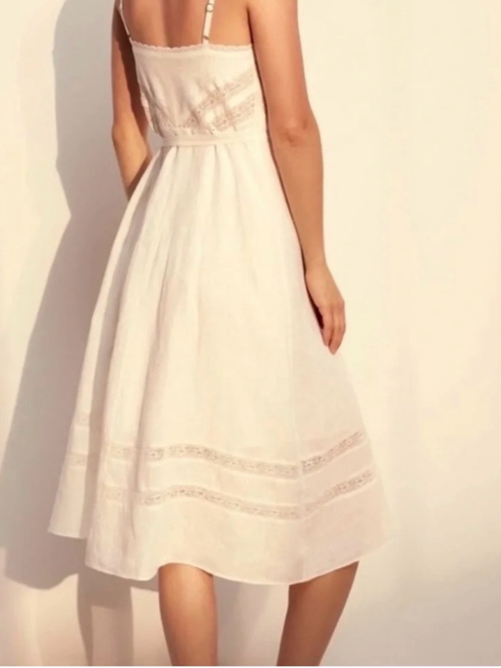 Wilfred La Bohème 100% Linen White Wrap Midi Dress | Lace Trim | Size S - Picture 2 of 7